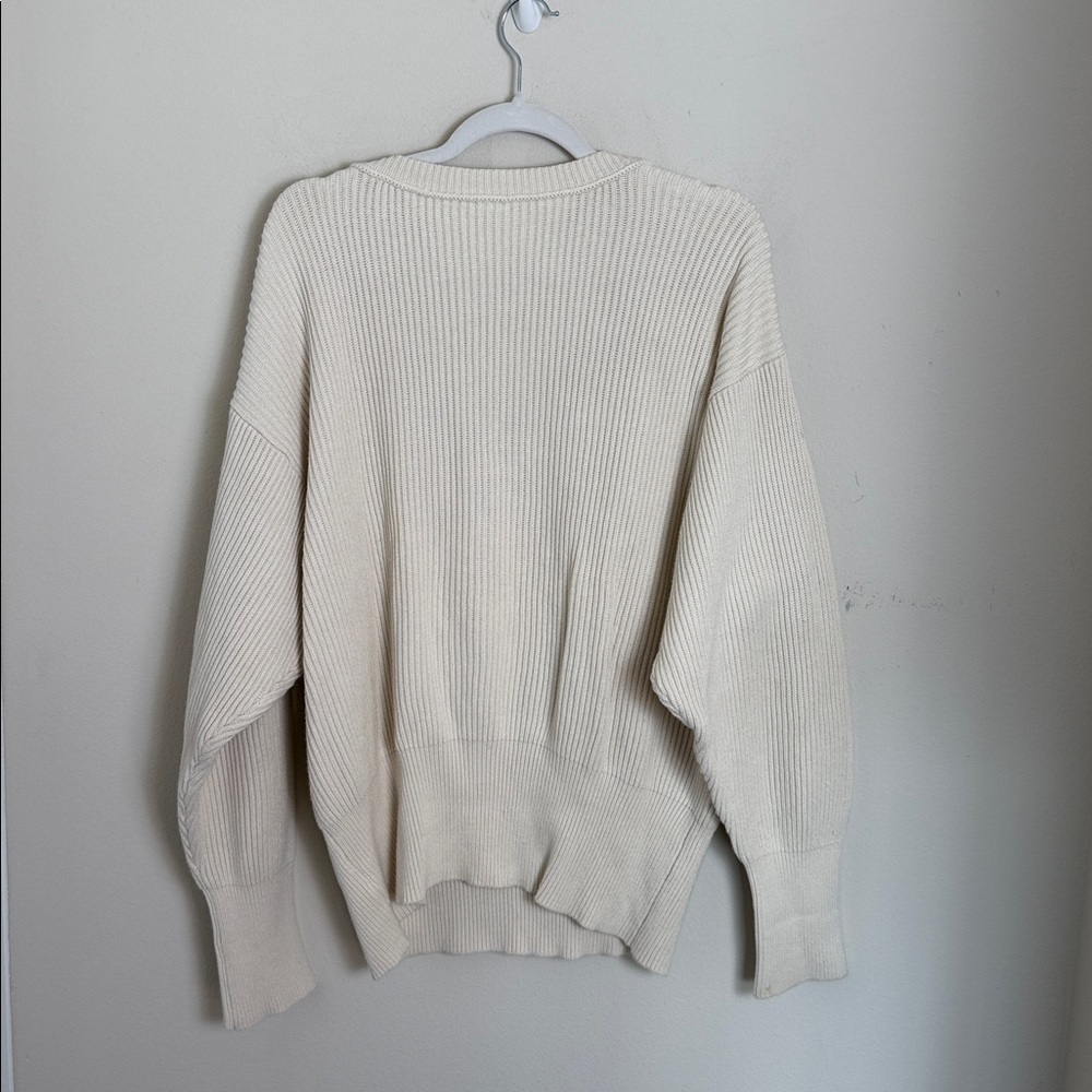Free People Allure Pullover Ribbed Knit Oversized Sweater Cream Size Large - Picture 8 of 8